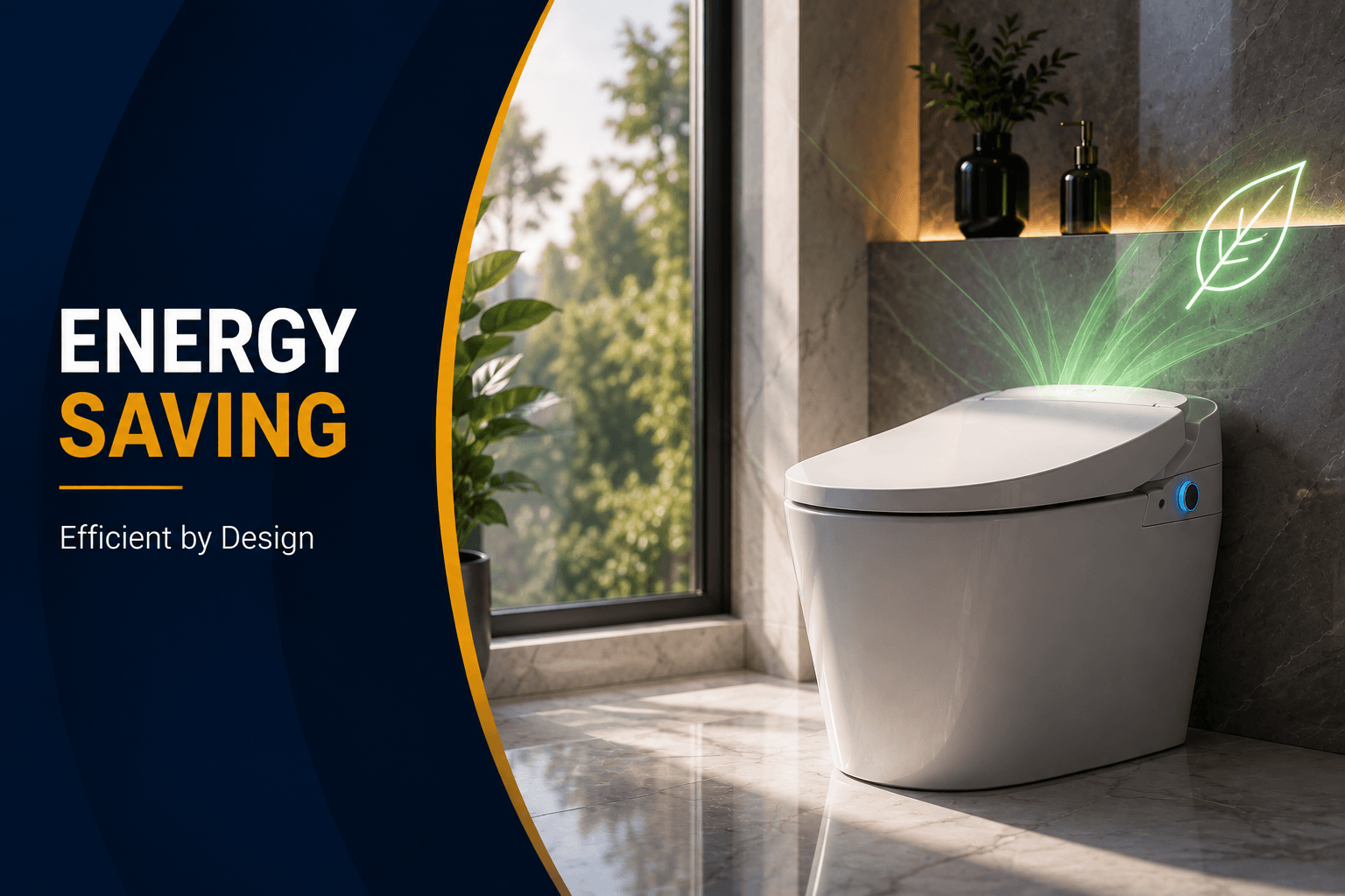 Luxury smart toilet with automatic opening lid and motion sensor technology in a premium modern bathroom.